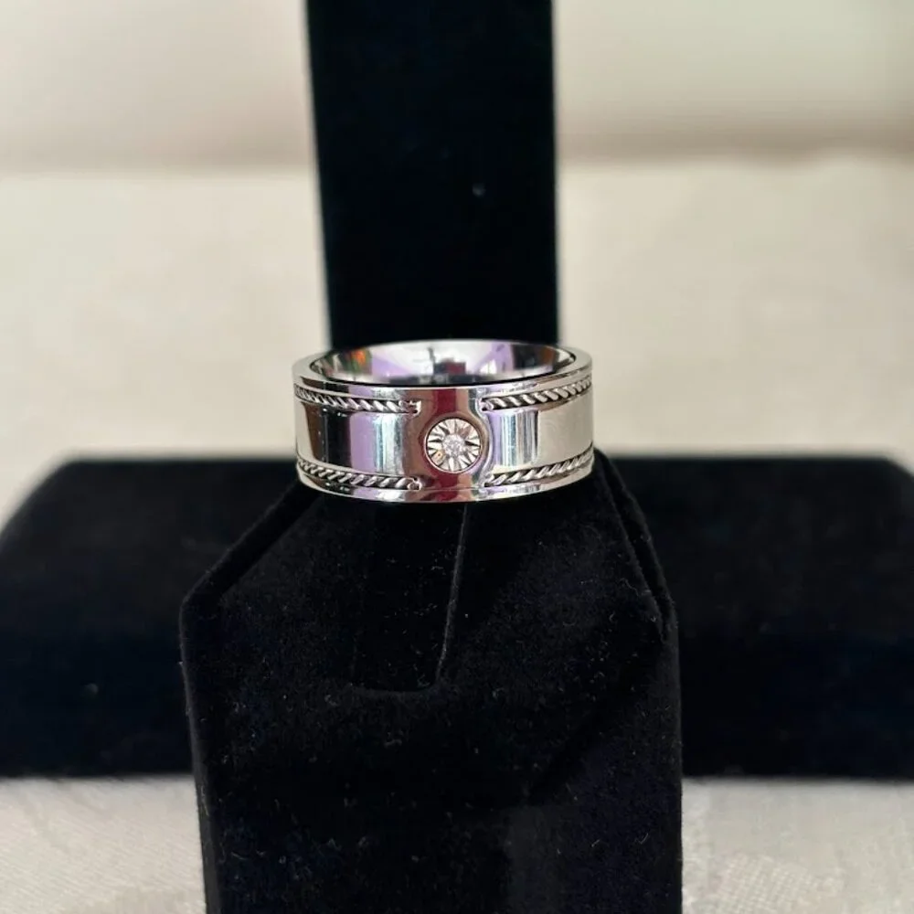 Sterling Silver (925) Bracelet (8") and Ring (9.5) with Moissanite Stones - Picture 2 of 16